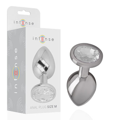 Intense - Plug anal en métal aluminium avec cristal argenté Taille M