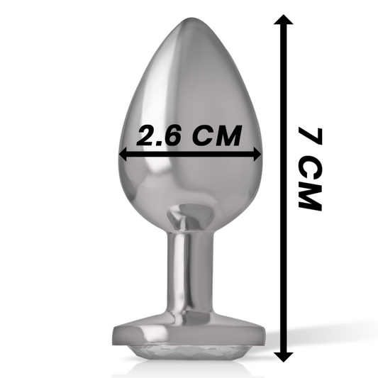 Intense - Aluminum Metal Anal Plug With Silver Crystal Size S