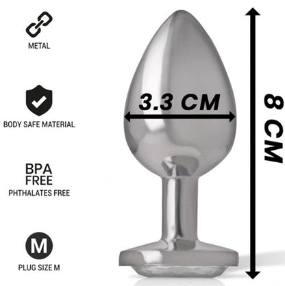 Intense - Plug anal en métal aluminium avec cristal argenté Taille M