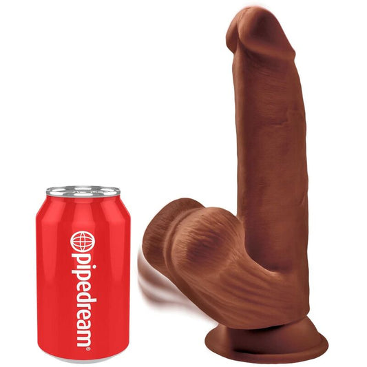 KING COCK - PLUS 3D DILDO SWINGING BALLS 24.5 CM BROWN - The Intimacy Studio