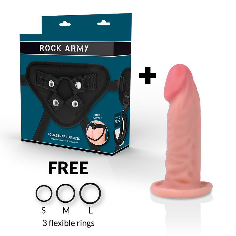 HARNESS + DUAL DENSITY TIGER REALISTIC DILDO 14 CM -O- 4.46 CM - The Intimacy Studio