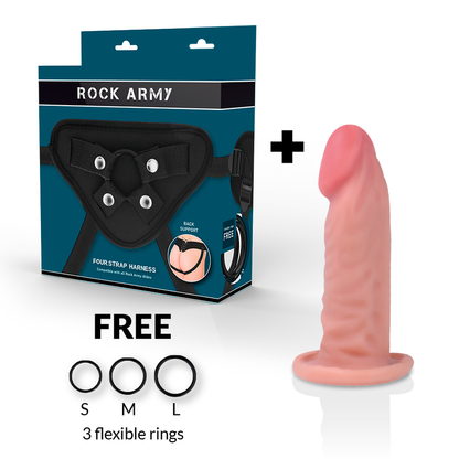 HARNESS + DUAL DENSITY TIGER REALISTIC DILDO 14 CM -O- 4.46 CM - The Intimacy Studio